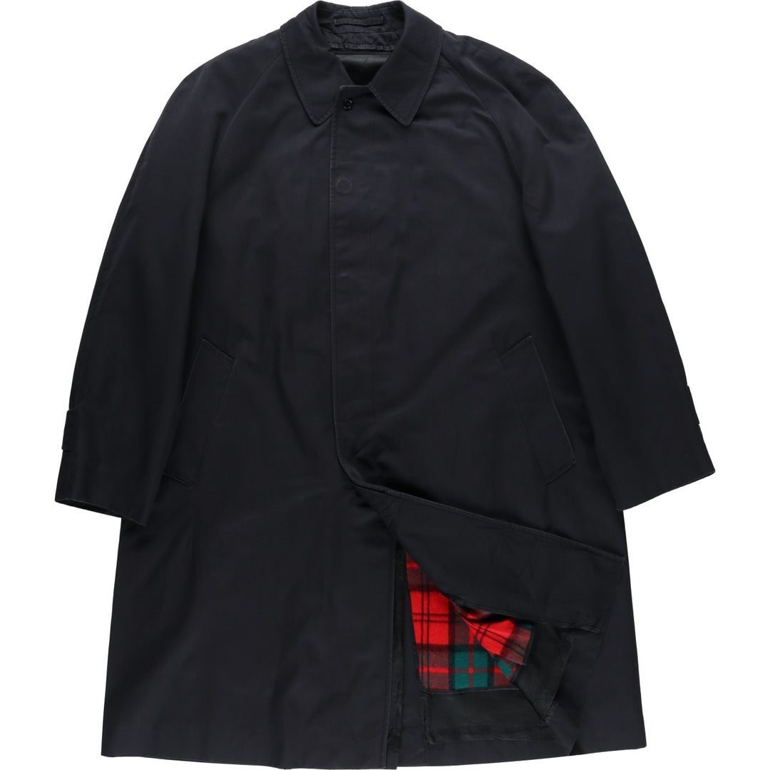 Aquascutum Balmacaan Coat (Stand Collar Coat), Made in England, Men's Size XL (approx.) polyester black type Vintage Second Hand