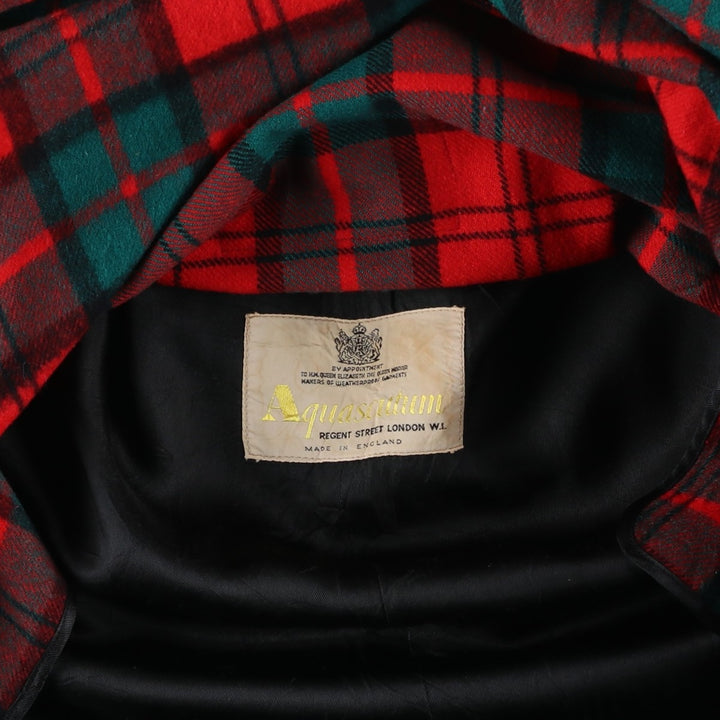 Aquascutum Balmacaan Coat (Stand Collar Coat), Made in England, Men's Size XL (approx.) polyester black type Vintage Second Hand