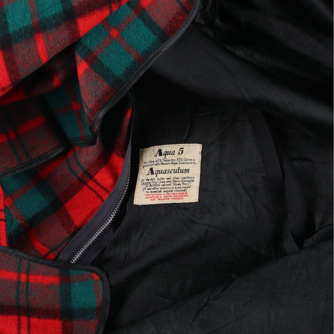 Aquascutum Balmacaan Coat (Stand Collar Coat), Made in England, Men's Size XL (approx.) polyester black type Vintage Second Hand