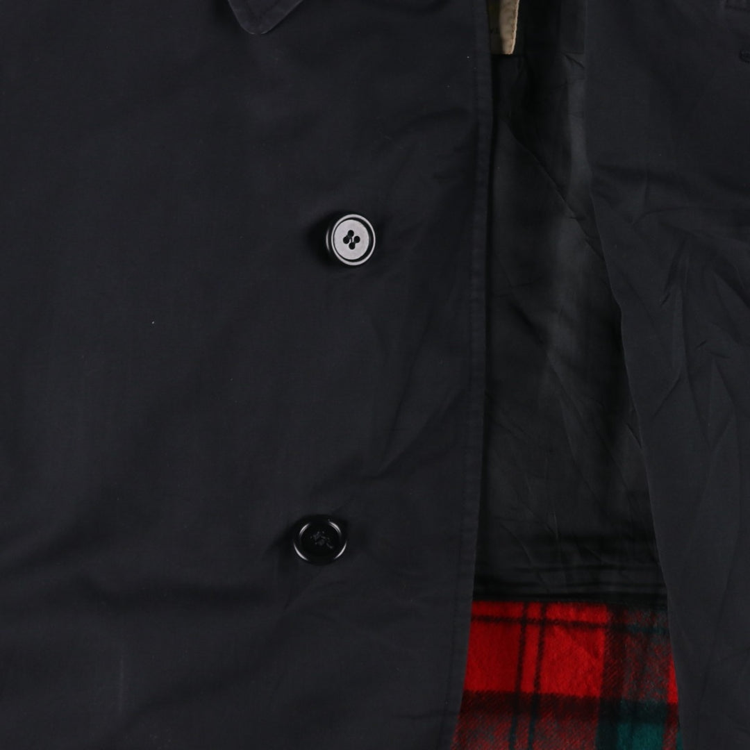 Aquascutum Balmacaan Coat (Stand Collar Coat), Made in England, Men's Size XL (approx.) polyester black type Vintage Second Hand