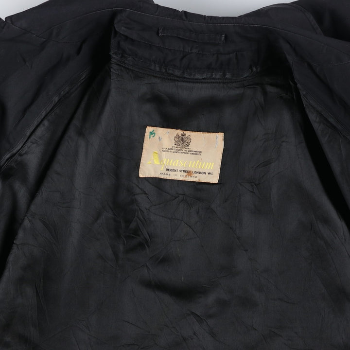 Aquascutum Balmacaan Coat (Stand Collar Coat), Made in England, Men's Size XL (approx.) polyester black type Vintage Second Hand