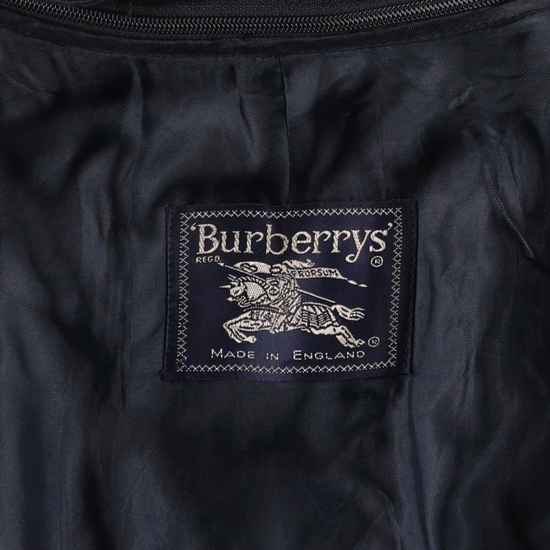 Burberry's Balmacaan Coat, Made in England, Men's Size L cotton navy blue type Vintage Second Hand