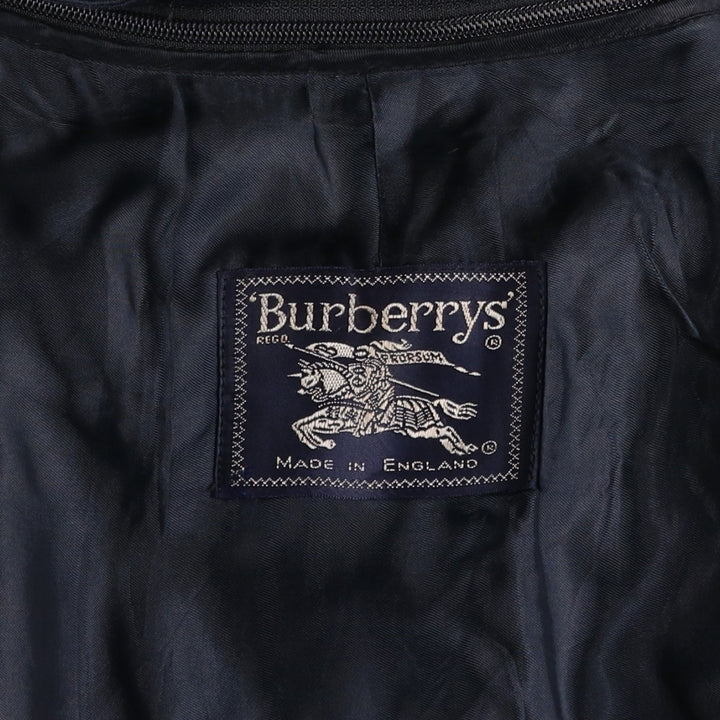 Burberry's Balmacaan Coat, Made in England, Men's Size L cotton navy blue type Vintage Second Hand