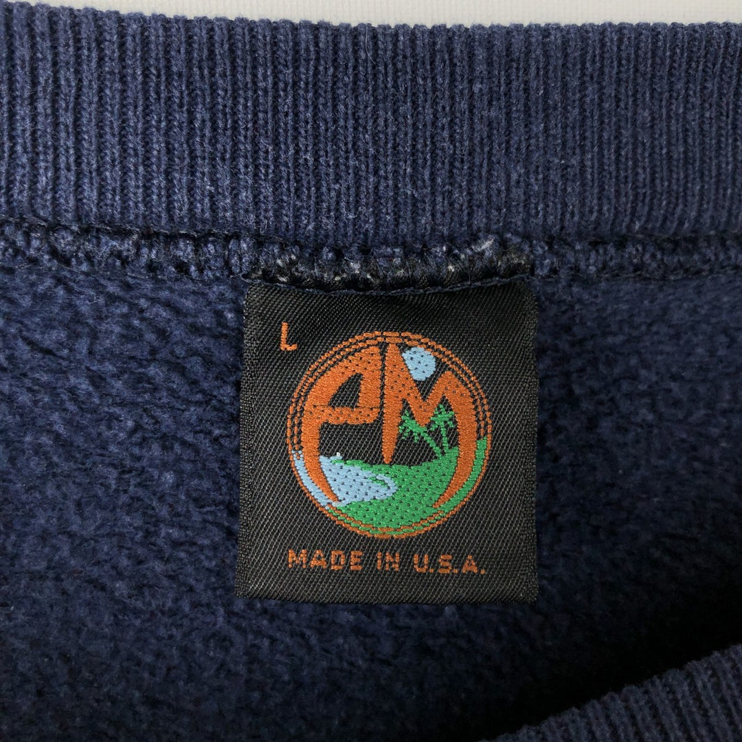 80'S EM College Sweatshirt, Made in USA, Men's Size L (approx.), Vintage cotton navy blue type Vintage Second Hand