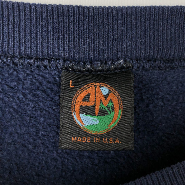 80'S EM College Sweatshirt, Made in USA, Men's Size L (approx.), Vintage cotton navy blue type Vintage Second Hand