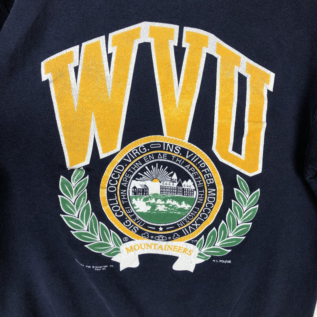 80'S EM College Sweatshirt, Made in USA, Men's Size L (approx.), Vintage cotton navy blue type Vintage Second Hand