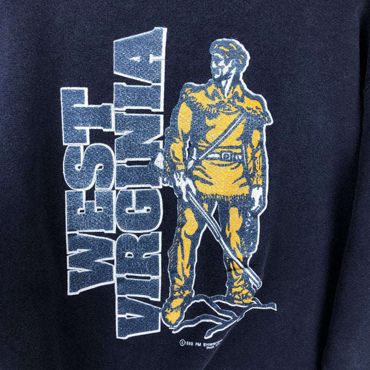 80'S EM College Sweatshirt, Made in USA, Men's Size L (approx.), Vintage cotton navy blue type Vintage Second Hand