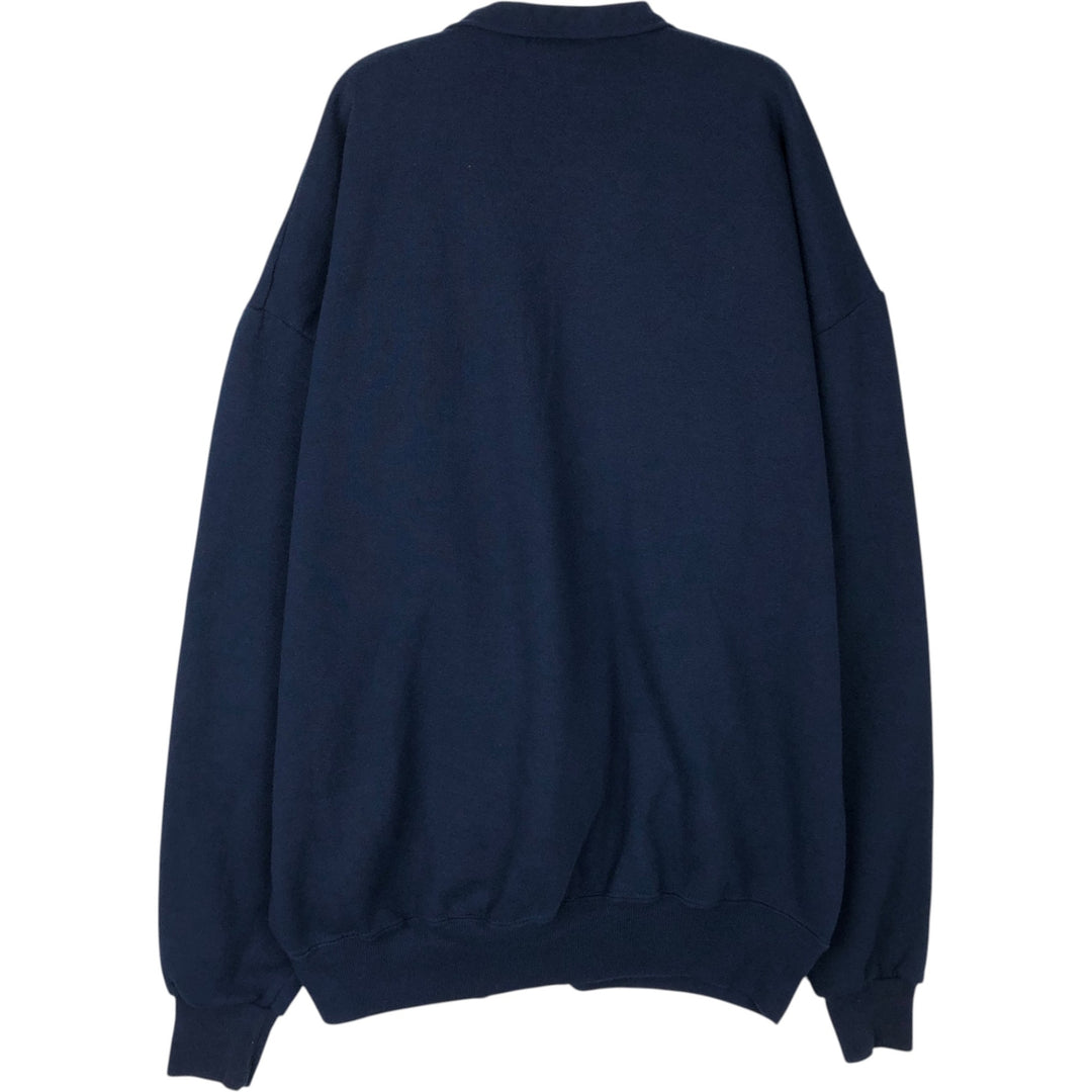 90s-00'S Jerzees College Cardigan, Men's XL equivalent, Vintage polyester navy blue type Vintage Second Hand