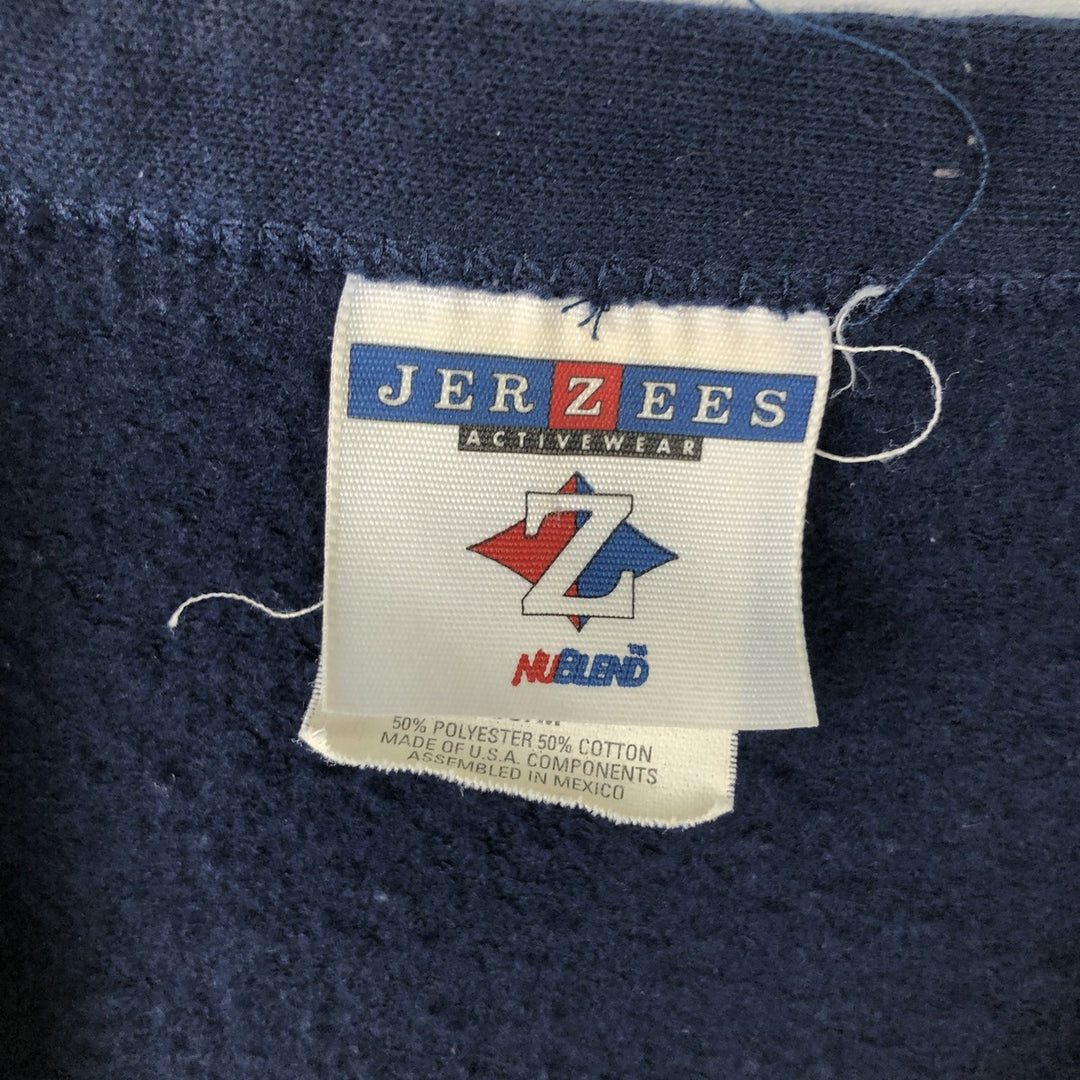 90s-00'S Jerzees College Cardigan, Men's XL equivalent, Vintage polyester navy blue type Vintage Second Hand