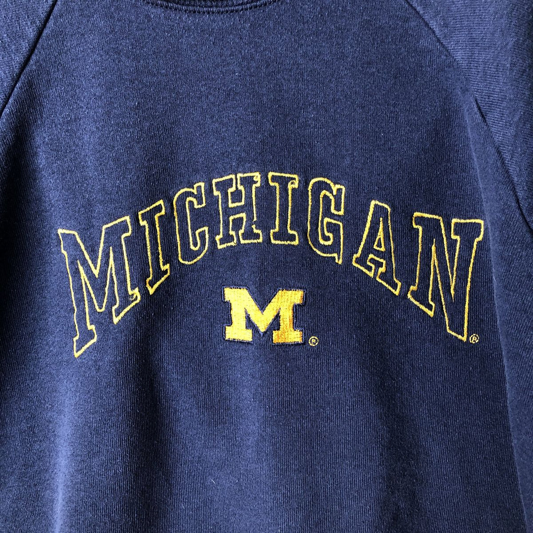 90'S Hanes MICHIGAN University of Michigan College Sweatshirt, Men's XL equivalent, Vintage cotton navy blue type Vintage Second Hand