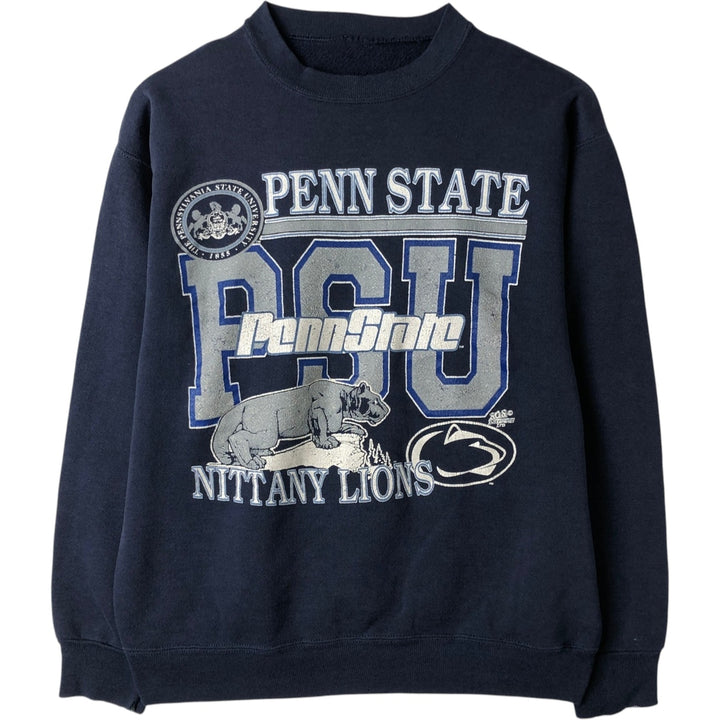 Printed college sweatshirt, men's size L unclear navy blue type Vintage Second Hand