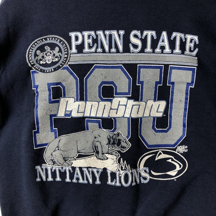 Printed college sweatshirt, men's size L unclear navy blue type Vintage Second Hand