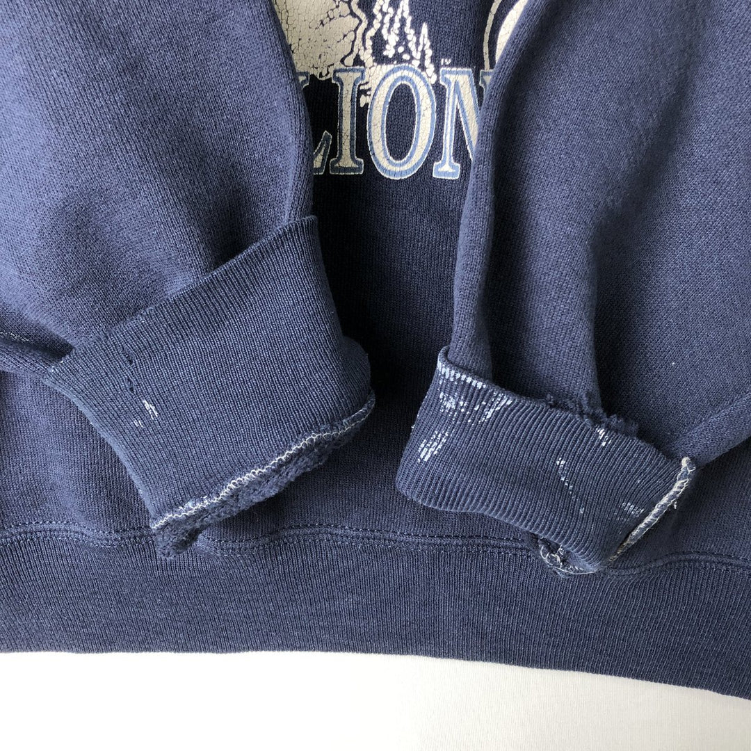 Printed college sweatshirt, men's size L unclear navy blue type Vintage Second Hand