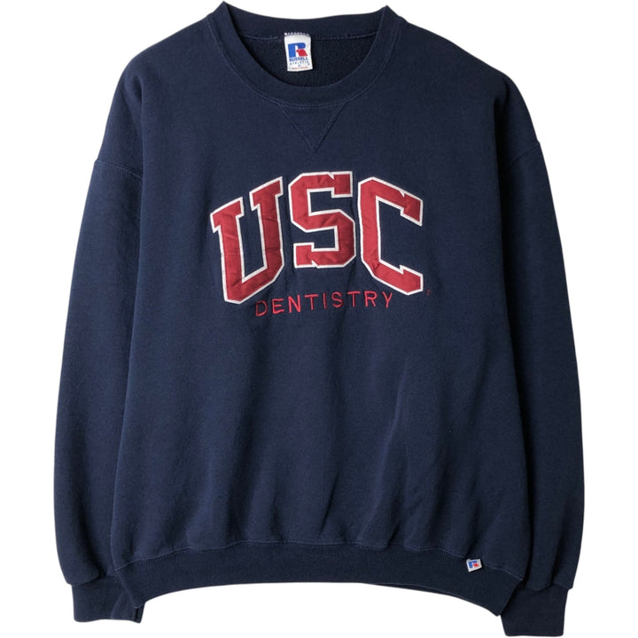 Vintage 90'S Russell ATHLETIC college sweatshirt, size XL, men's cotton navy blue type Vintage Second Hand