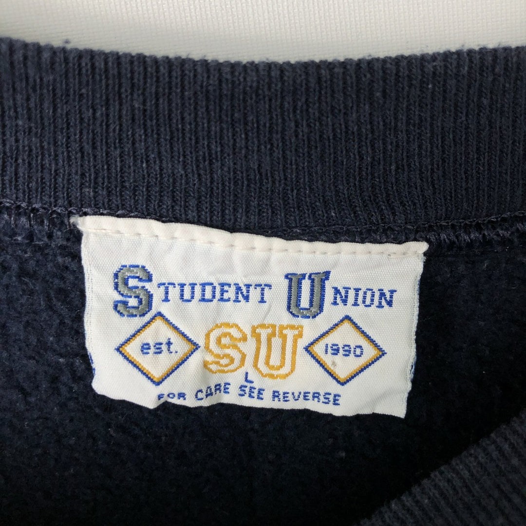 90'S Student Union College Sweatshirt, Men's Size L (approx.), Vintage cotton navy blue type Vintage Second Hand