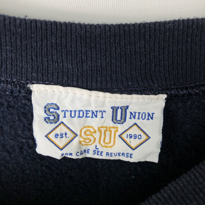 90'S Student Union College Sweatshirt, Men's Size L (approx.), Vintage cotton navy blue type Vintage Second Hand