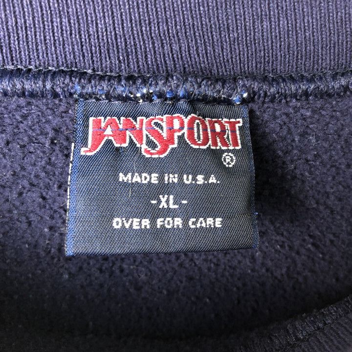 90'S Jansport College Sweatshirt, Made in USA, Men's XL, Vintage polyester navy blue type Vintage Second Hand