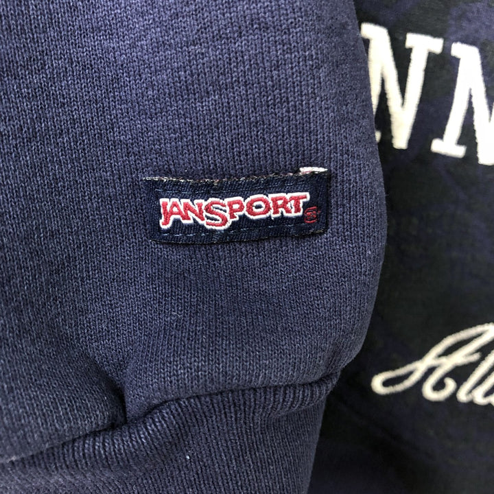 90'S Jansport College Sweatshirt, Made in USA, Men's XL, Vintage polyester navy blue type Vintage Second Hand