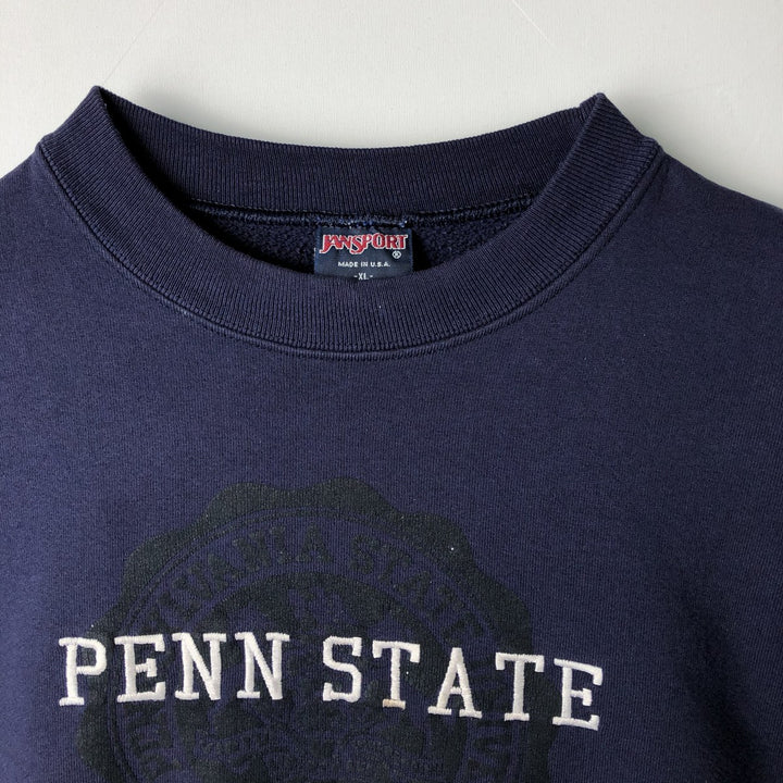 90'S Jansport College Sweatshirt, Made in USA, Men's XL, Vintage polyester navy blue type Vintage Second Hand