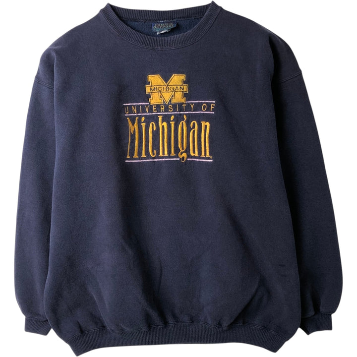 CAMPUS OUTPOST MICHIGAN University of Michigan College Sweatshirt, Made in USA, Men's XL equivalent. cotton navy blue type Vintage Second Hand