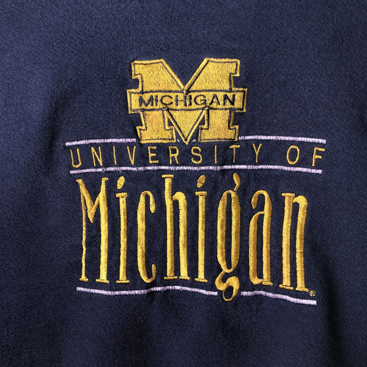 CAMPUS OUTPOST MICHIGAN University of Michigan College Sweatshirt, Made in USA, Men's XL equivalent. cotton navy blue type Vintage Second Hand