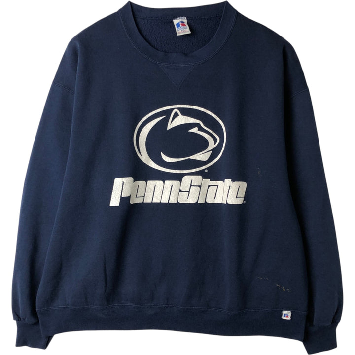 90'S Russell Athletic Logo Patch Sweatshirt, Made in USA, Men's XXL (approx.) Vintage cotton navy blue type Vintage Second Hand