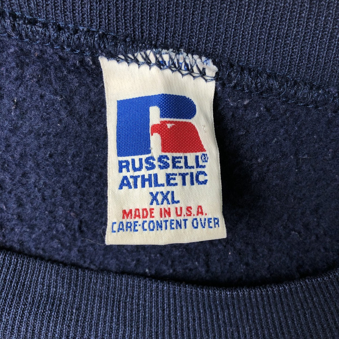 90'S Russell Athletic Logo Patch Sweatshirt, Made in USA, Men's XXL (approx.) Vintage cotton navy blue type Vintage Second Hand