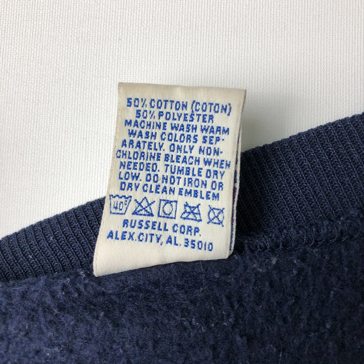 90'S Russell Athletic Logo Patch Sweatshirt, Made in USA, Men's XXL (approx.) Vintage cotton navy blue type Vintage Second Hand