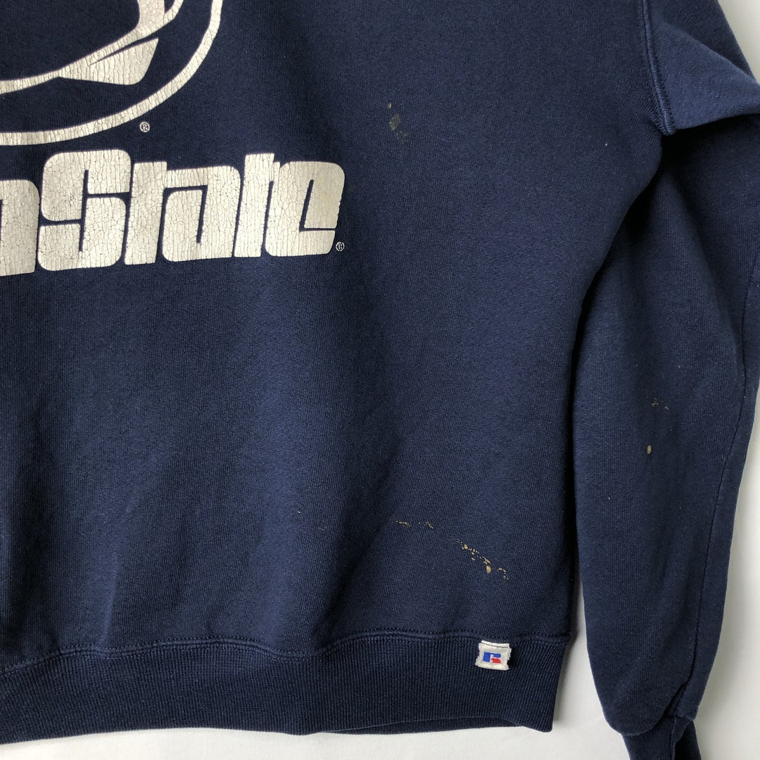90'S Russell Athletic Logo Patch Sweatshirt, Made in USA, Men's XXL (approx.) Vintage cotton navy blue type Vintage Second Hand