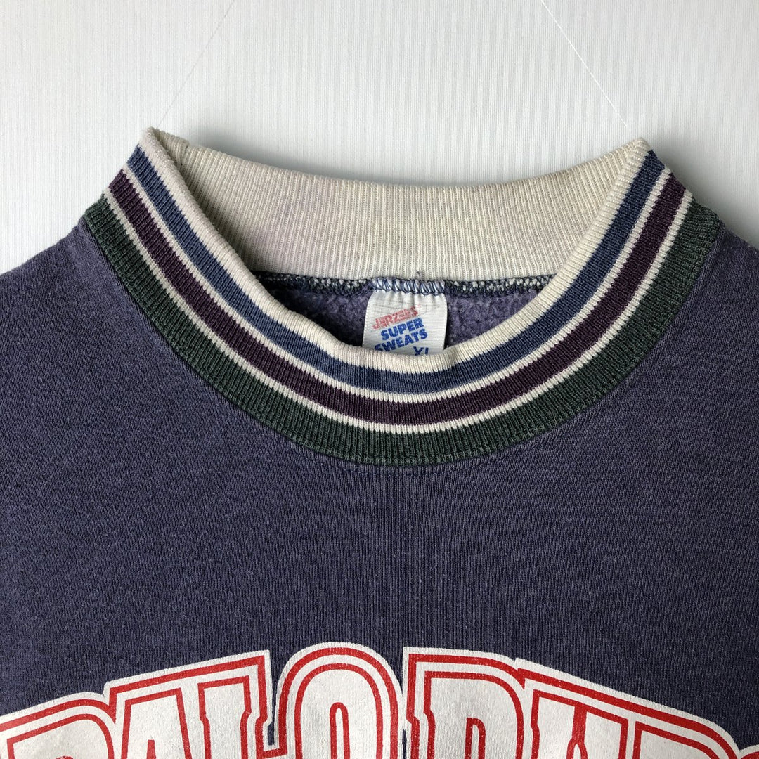 Jerzees College Sweatshirt, Made in USA, Men's XL equivalent, Vintage. polyester Purple type blue-purple Vintage Second Hand
