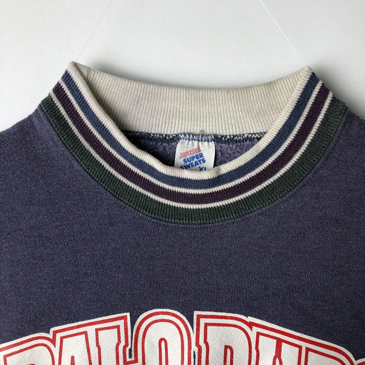 Jerzees College Sweatshirt, Made in USA, Men's XL equivalent, Vintage. polyester Purple type blue-purple Vintage Second Hand