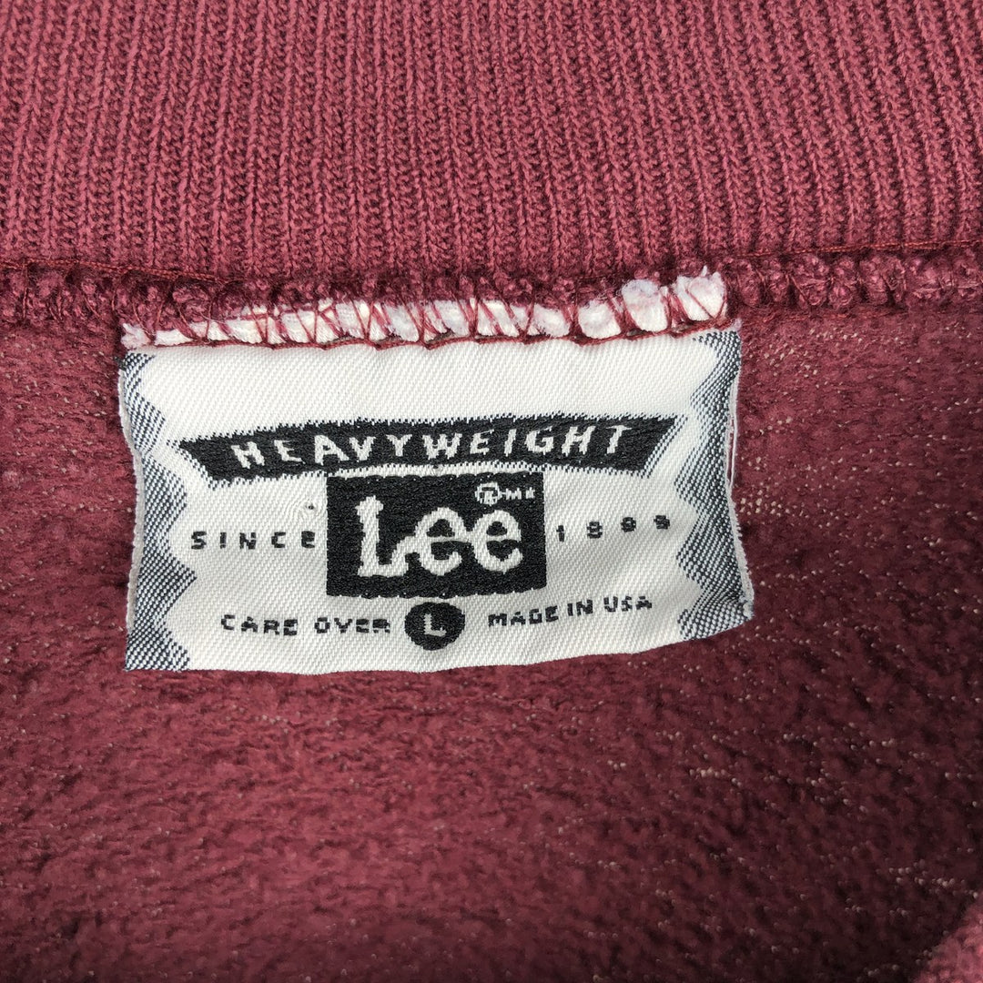 90'S Lee College Sweatshirt, Made in USA, Men's L, Vintage cotton wine-red Vintage Second Hand