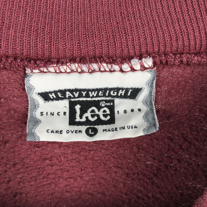 90'S Lee College Sweatshirt, Made in USA, Men's L, Vintage cotton wine-red Vintage Second Hand