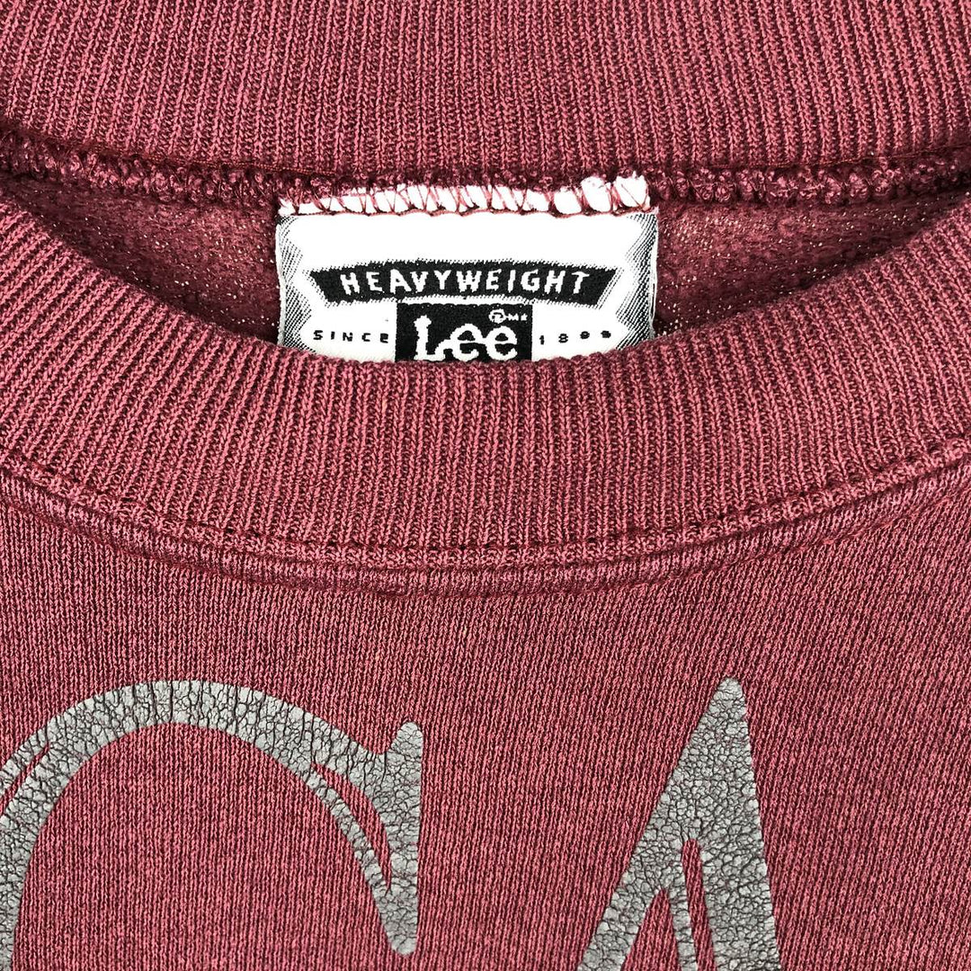 90'S Lee College Sweatshirt, Made in USA, Men's L, Vintage cotton wine-red Vintage Second Hand