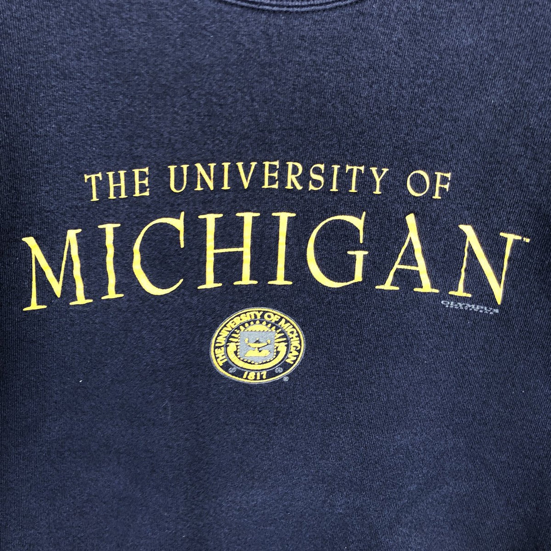90'S Santee MICHIGAN University of Michigan College Sweatshirt, Made in USA, Men's XL equivalent, Vintage polyester navy blue type Vintage Second Hand