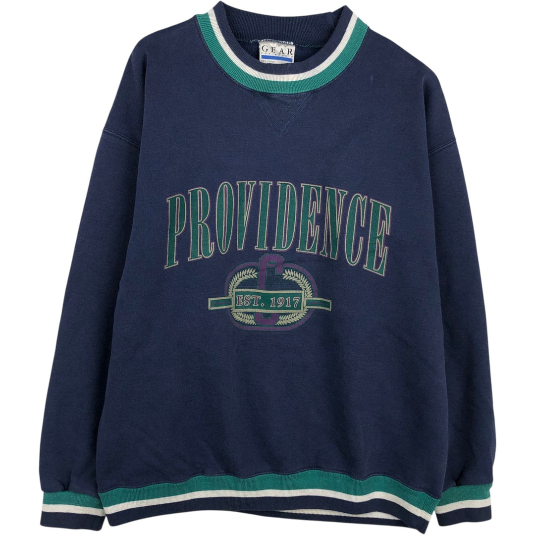 GEAR College Sweatshirt, Made in USA, Men's Size L (Equivalent), Vintage cotton navy blue type Vintage Second Hand