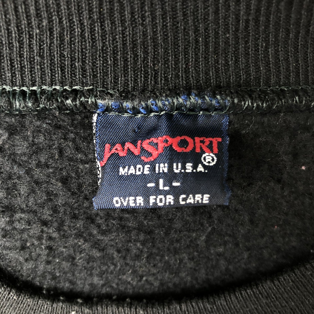Vintage 90'S Jansport college sweatshirt, made in the USA, size L, men's polyester black type Vintage Second Hand