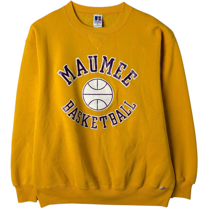 Vintage 90'S Russell ATHLETIC sweatshirt, Made in USA, Men's XL cotton yellow type Vintage Second Hand