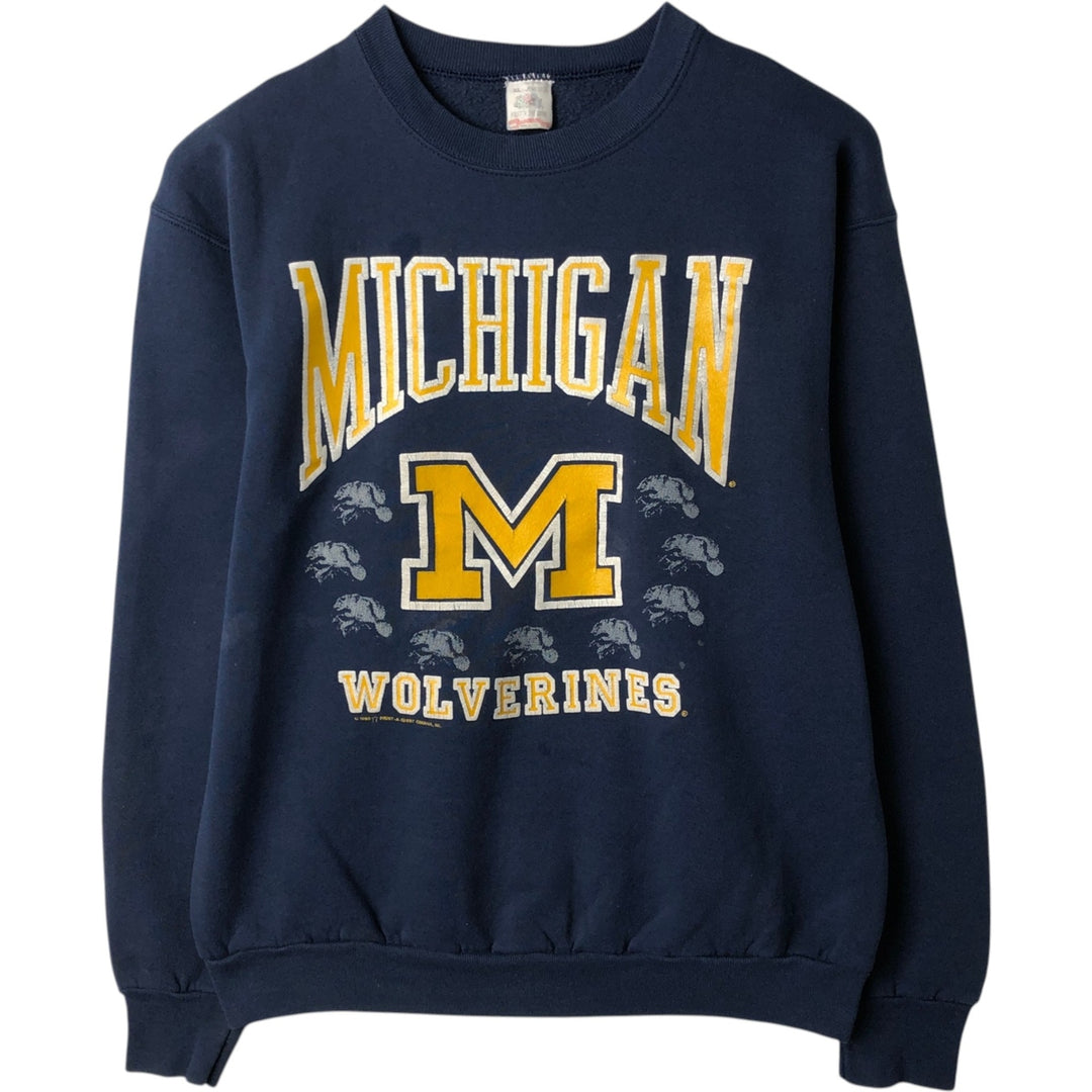 90'S Fruit of the Loom MICHIGAN University of Michigan College Sweatshirt, Made in USA, Men's XL equivalent. unclear navy blue type Vintage Second Hand