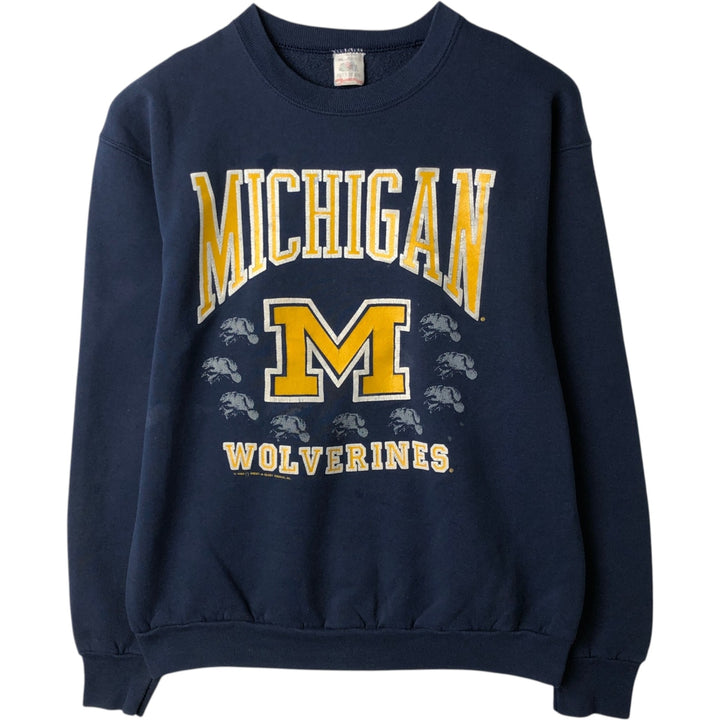 90'S Fruit of the Loom MICHIGAN University of Michigan College Sweatshirt, Made in USA, Men's XL equivalent. unclear navy blue type Vintage Second Hand