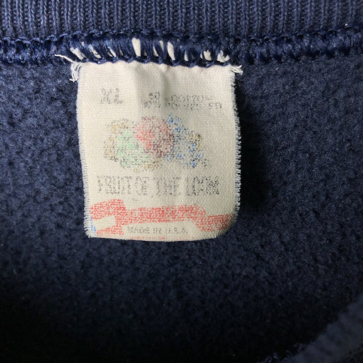 90'S Fruit of the Loom MICHIGAN University of Michigan College Sweatshirt, Made in USA, Men's XL equivalent. unclear navy blue type Vintage Second Hand
