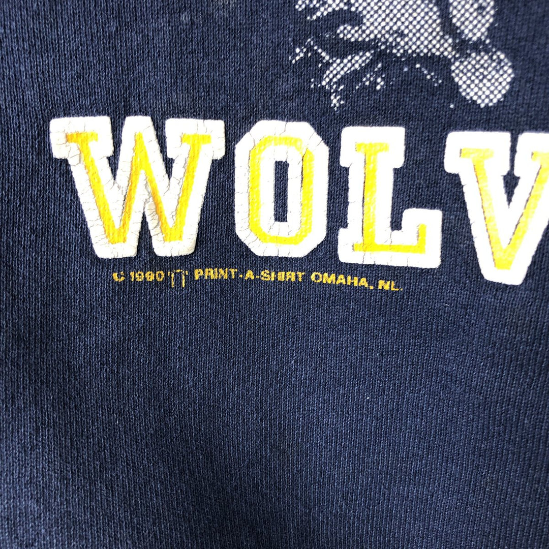 90'S Fruit of the Loom MICHIGAN University of Michigan College Sweatshirt, Made in USA, Men's XL equivalent. unclear navy blue type Vintage Second Hand