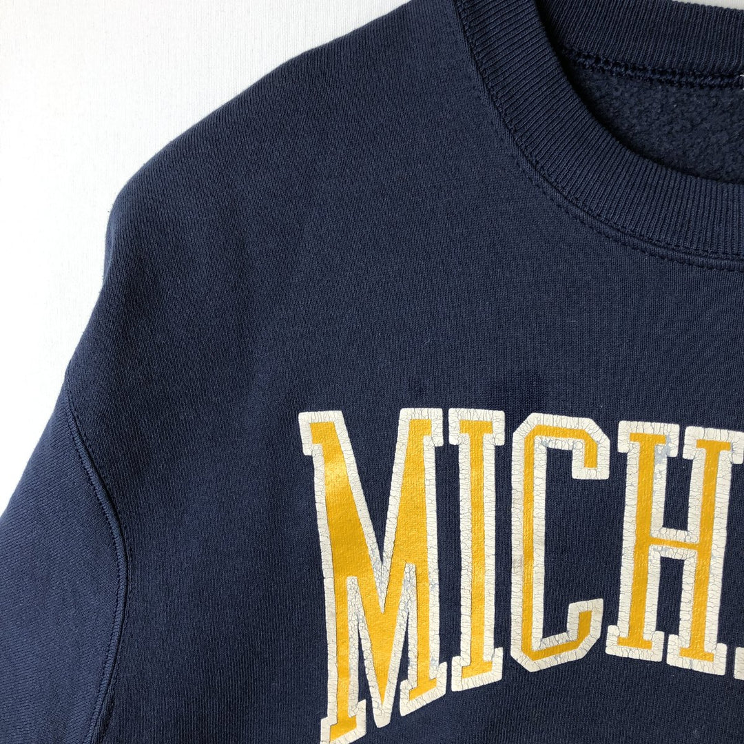 90'S Fruit of the Loom MICHIGAN University of Michigan College Sweatshirt, Made in USA, Men's XL equivalent. unclear navy blue type Vintage Second Hand