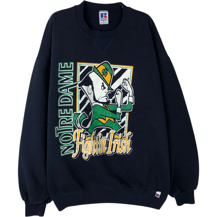 90'S Russell Notre Dame College Sweatshirt, Made in USA, Men's Size XL (approx.) cotton navy blue type Vintage Second Hand