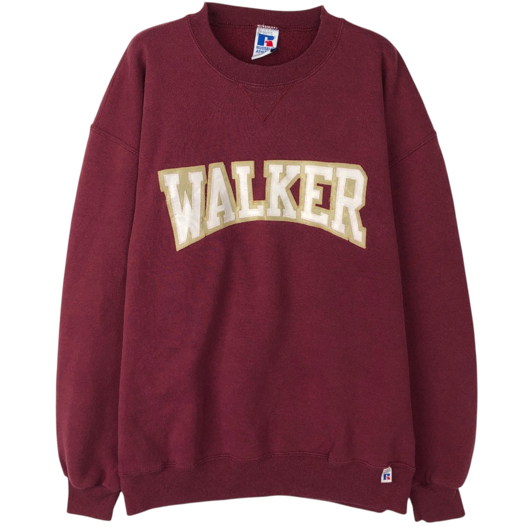 90'S Russell College Sweatshirt, Made in USA, Men's L, Vintage cotton burgundy type Vintage Second Hand