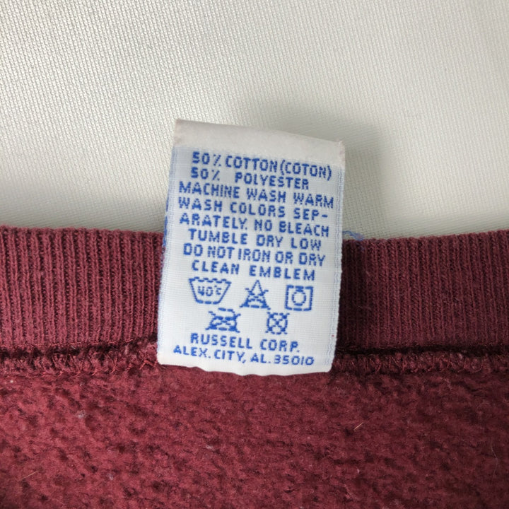 90'S Russell College Sweatshirt, Made in USA, Men's L, Vintage cotton burgundy type Vintage Second Hand