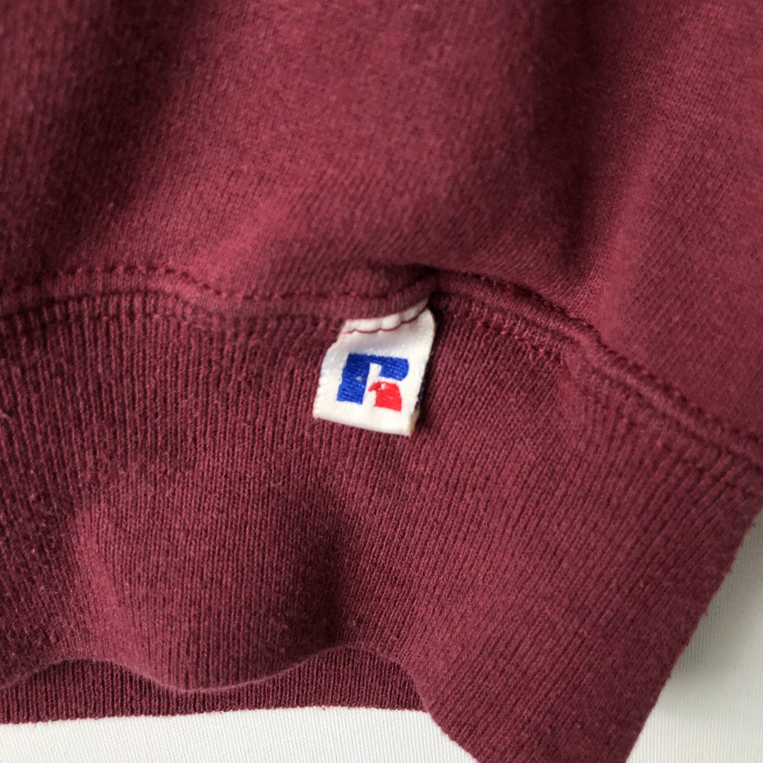 90'S Russell College Sweatshirt, Made in USA, Men's L, Vintage cotton burgundy type Vintage Second Hand