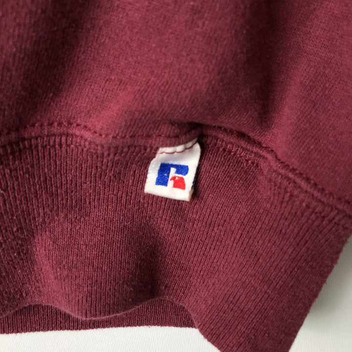 90'S Russell College Sweatshirt, Made in USA, Men's L, Vintage cotton burgundy type Vintage Second Hand