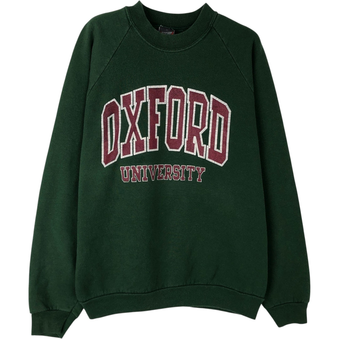 90'S Screen Stars Oxford University College Sweatshirt, Men's Size L (approx.), Vintage unclear green type Vintage Second Hand