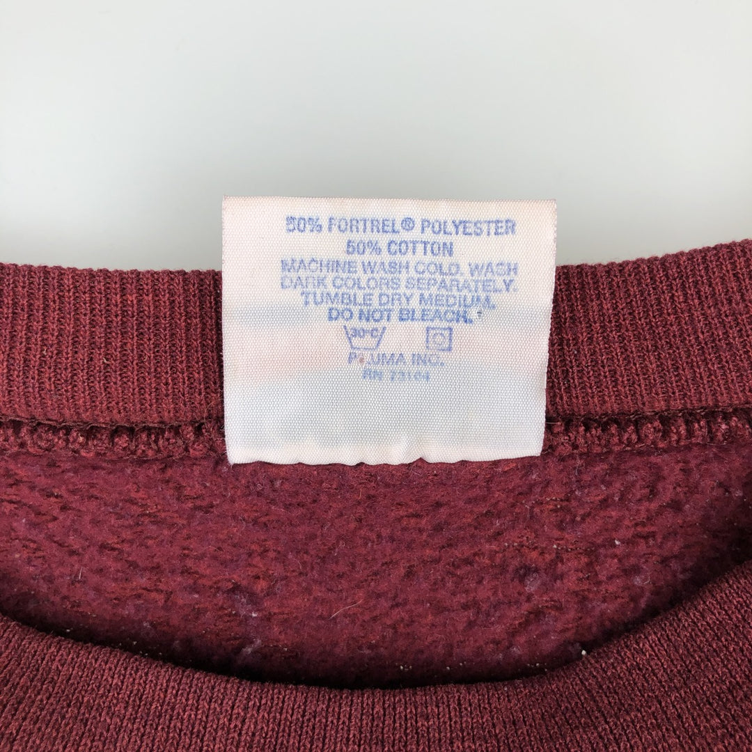 90'S PLUMA SANTEE College Sweatshirt, Made in USA, Men's Size L (Equivalent), Vintage polyester bordeaux Vintage Second Hand